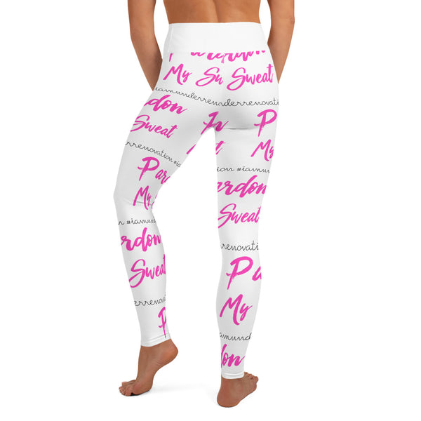 Signature Graffiti Yoga Leggings - White/Pink Sizes XS-XL