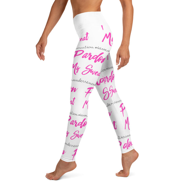 Signature Graffiti Yoga Leggings - White/Pink Sizes XS-XL