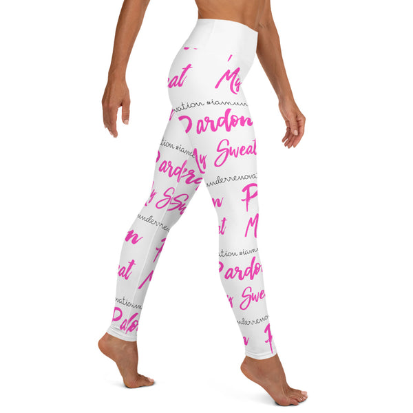 Signature Graffiti Yoga Leggings - White/Pink Sizes XS-XL