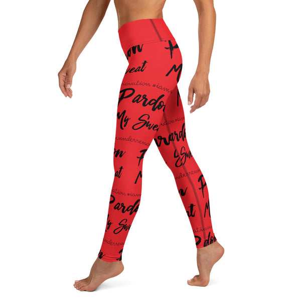 Signature Graffiti Yoga Leggings - Red/Black Sizes XS-XL