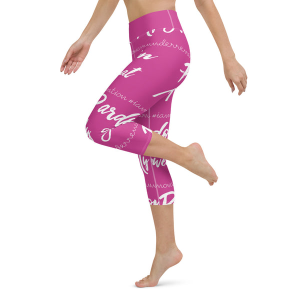 Signature Graffiti Yoga Capri Leggings -Pink/White Sizes XS-XL