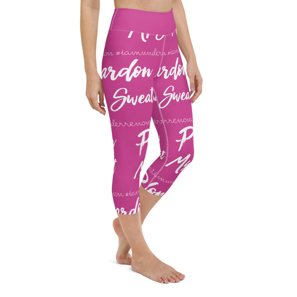 Signature Graffiti Yoga Capri Leggings -Pink/White Sizes XS-XL
